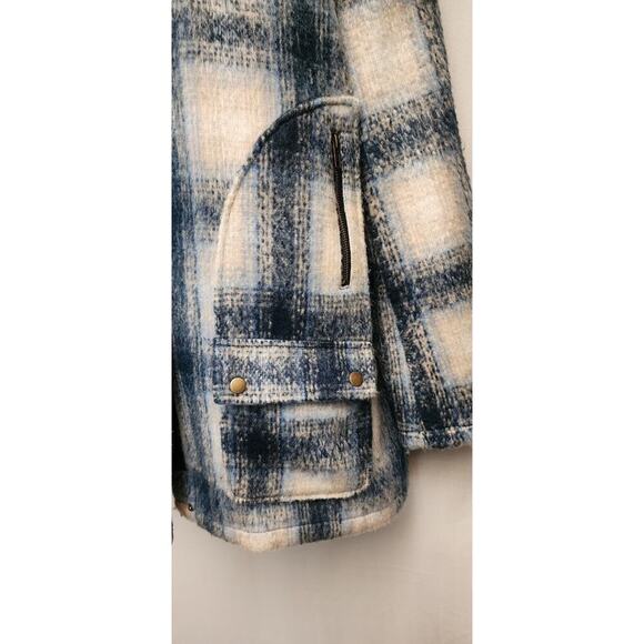 JustFab Plaid Hooded Faux Wool Coat/Jacket. Blue Size XXL - Picture 7 of 12